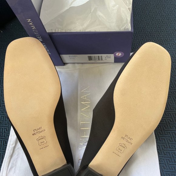 Stuart Weitzman Mulearky Black Satin 39.5 (w)/9W - Picture 3 of 4